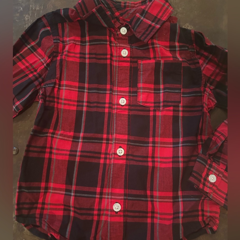 Garanimals Red and Black Plaid Button Down Shirt - Picture 2 of 3